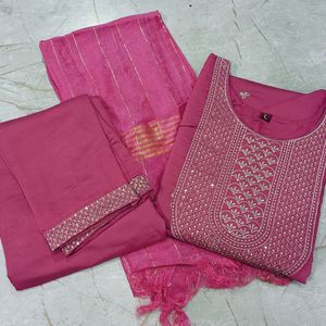 Roman Silk Dupatta Pant Set 💖 With Thread Work