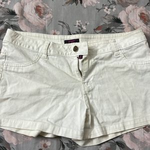 Mid Waist White Shorts