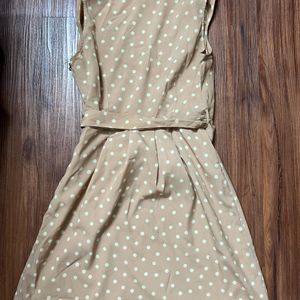 Fall Neck Polka Dot Peach Colour Promod Dress