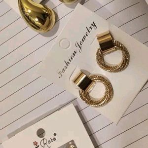 Korean Gold Plated Shiny Triple HoopEarrings combo