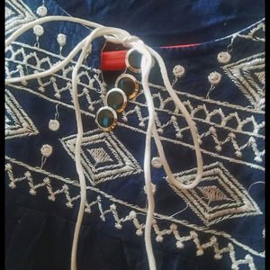 Dark Navy Blue Top Woth Embroidery