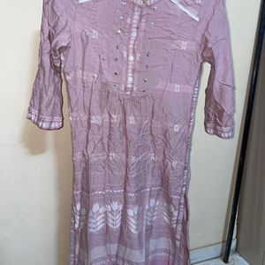 W Printed Straight Kurta With Embroidered Yoke