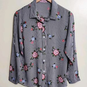 Crey Floral Shirt Size-34