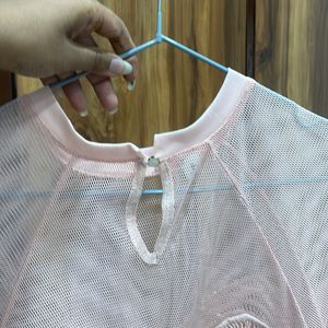 Peach Net Flated Transparent Cute Top