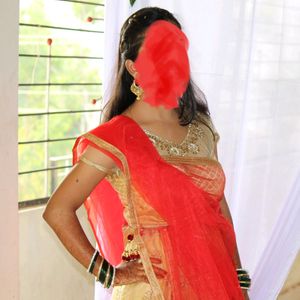 Golden Lehenga with Red Dupatta- Like New