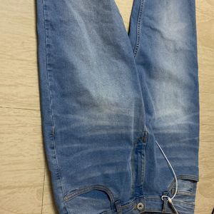 Straight Leg Blue Jeans - mom Fit