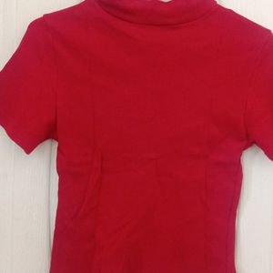 Red Rib Fit Top