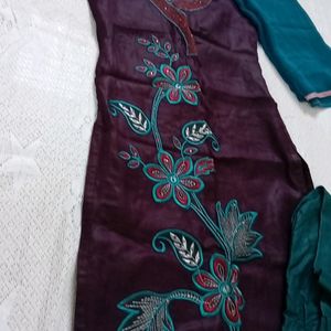 Tailor Made Embroidery Chudidar Suit With Dupatta