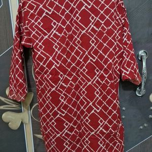 Red Stand Colar Kurti