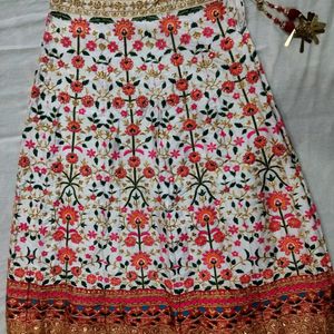 RED & WHITE FLORAL DESIGN LEHENGA SET