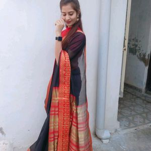 "Black Cotton Saree"