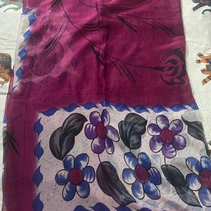 Mauve Saree With Floral Prints