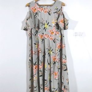Grey Floral Printed Dress (Women's)