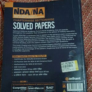 Arihant NDA /NA Chapter wise PYQ Solved Papers.