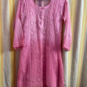 Double shade Pink chikankari kurta suit set