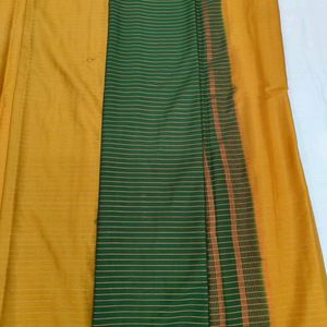 New Mustard And Green Crepe Saree