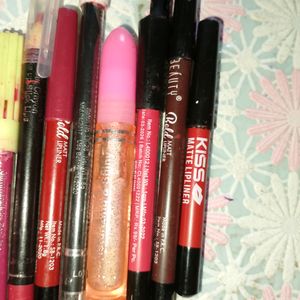 10 Combo Of Lipstick (Lakme+Kiss Matte Lipliner+.)