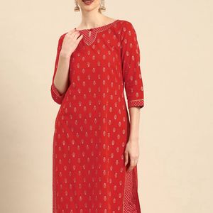 Red Designed Kurta Set For Beautiful Wearing