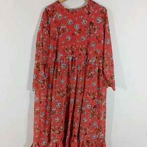 Coral Printed Casual Dress (Women)