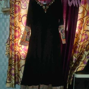 Black Mirror Work A-line Flared Kurti