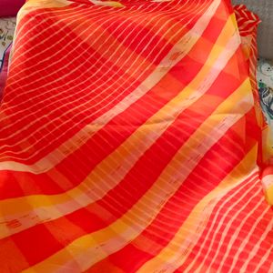 Orange Laheriya Georgette Saree