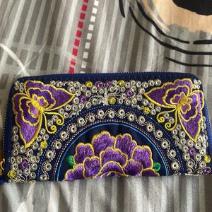 Ladies Emroidered Clutch In New Condition