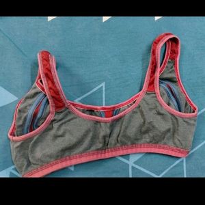 Grey And Red Sports Bra