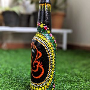 Handpainted Bottle With Dot Mandala Art