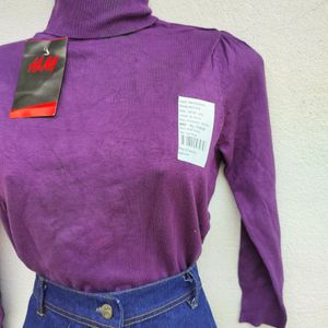 Purple Turtle Neck Top