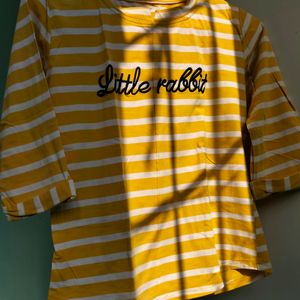 Yellow White Stripes Top