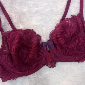 Wine Color Intimate Lacy Bra