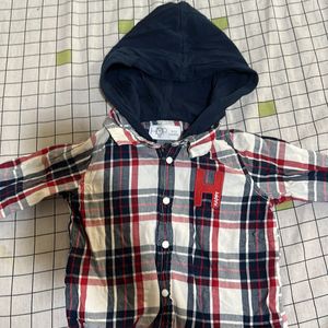 Checkered shirt With Attached hoodie