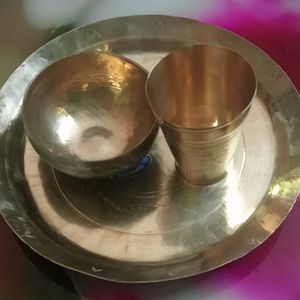 Brass Plate Glass And Bowl,One Cotton Saree Free