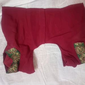 Maroon Lehenga Style Saree With Blouse