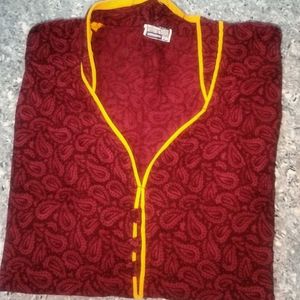 A-line Maroon Cotton Kurti