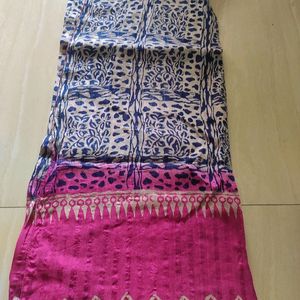 Saree Magenta With Blue Print