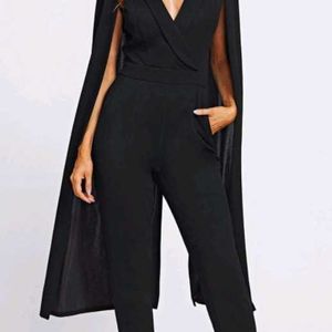 SHEIN Cape Sleeve Surplice Wrap Tailored Jumpsuit