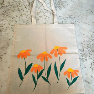 Hand-painted Floral Cloth Tote Bag