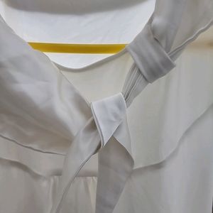 White Top With Tie Up Knot Neck