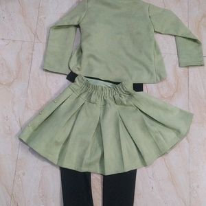 Girls Skirt Top With Jacket & Legging