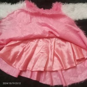 Pink Baby Fur Frock Never Used Like New