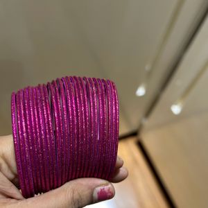 2/10 Magenta Sparkle Metal Bangles 24 Pcs