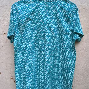 XL Cotton Tshirt - Teal With Dots