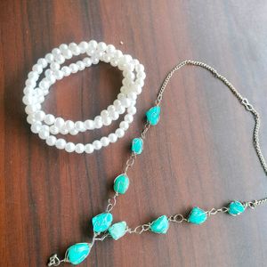 FREE PEARL CHAIN!! With Beach Themed NECKLACE