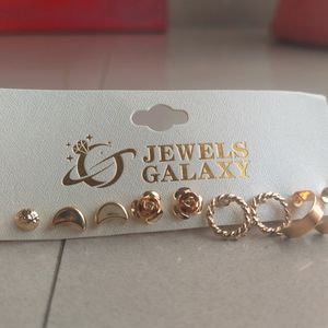 Set Of 5 Quirky Gold Studs