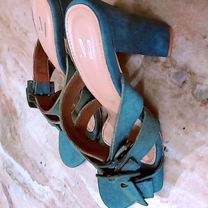 Denim Block Heels