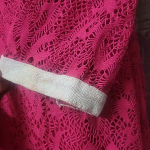 ≈** Trendy Pink Net Kurti With Lace**