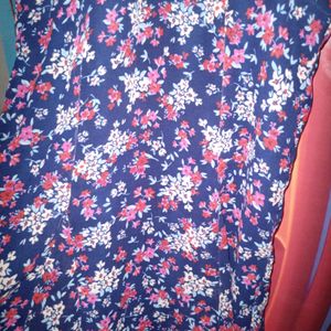 Blue/Pink Flower Printed One Piece Dress For Girl