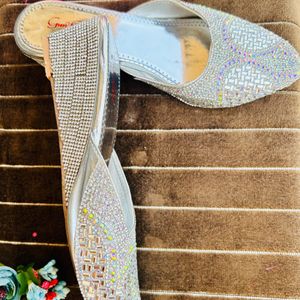 Party Wear Silver Work Heel Sandal