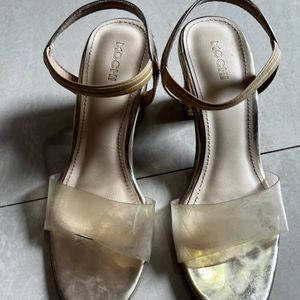 Mochi Women Gold Heels Sandal Size Euro 35(UK2)